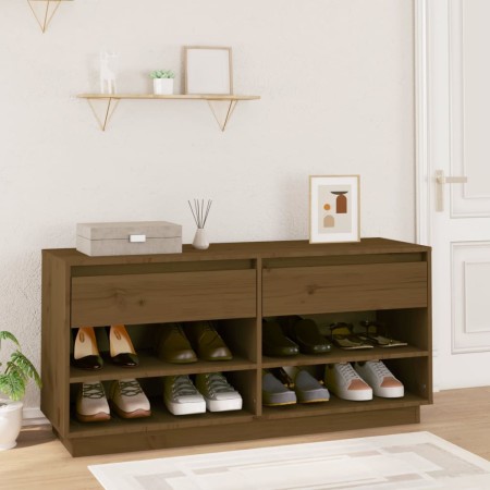 Massiver Schuhregalschrank aus honigbraunem Kiefernholz, 110 x 34 x 52 cm von vidaXL, Schuhregale und Schuhorganisatoren - Re...