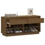 Mueble zapatero de madera maciza pino marrón miel 110x34x52 cm de vidaXL, Zapateros y organizadores de calzado - Ref: Foro24-...