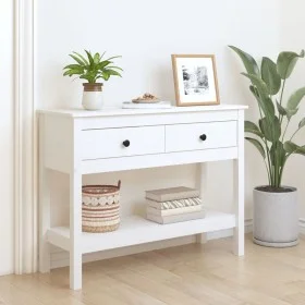 Solid white pine wood console table 100x35x75 cm by vidaXL, Side tables - Ref: Foro24-814625, Price: 111,31 €, Discount: %