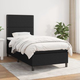Cama box spring con colchón tela negro 80x200 cm en Camas y somieres | Comprar online en Foro24