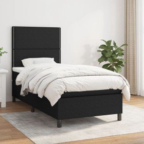 Cama box spring con colchón tela negro 90x200 cm en Camas y somieres | Comprar online en Foro24