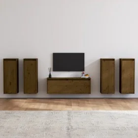 TV-Ständer 5 Stück massivem Kiefernholz honigbraun von vidaXL, TV-Möbel - Ref: Foro24-3100217, Preis: 214,81 €, Rabatt: %