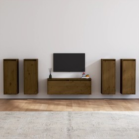TV-Ständer 5 Stück massivem Kiefernholz honigbraun von vidaXL, TV-Möbel - Ref: Foro24-3100217, Preis: 217,59 €, Rabatt: %