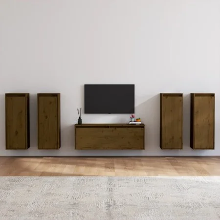 TV-Ständer 5 Stück massivem Kiefernholz honigbraun von vidaXL, TV-Möbel - Ref: Foro24-3100217, Preis: 214,63 €, Rabatt: %