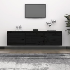 Muebles para TV 3 piezas madera maciza de pino negro