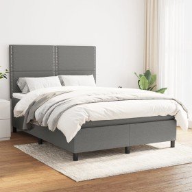 Cama box spring con colchón tela gris oscuro 140x190 cm en Camas y somieres | Comprar online en Foro24