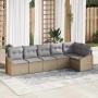 Conjunto de sofá de jardín 6 pcs Beige Poliratán
