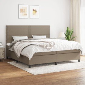Cama box spring con colchón tela gris taupe 200x200 cm Cama box spring con colchón tela gris taupe 200x200 cm