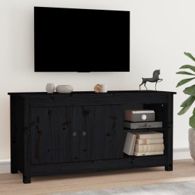 Mueble de TV de madera maciza de pino negro 103x36,5x52 cm