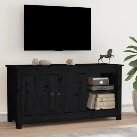 Massiver TV-Schrank aus schwarzem Kiefernholz, 103 x 36,5 x 52 cm von vidaXL, TV-Möbel - Ref: Foro24-814593, Preis: 96,06 €, ...