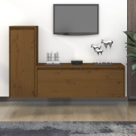 TV-Möbel 2-teilig aus massivem honigbraunem Kiefernholz von vidaXL, TV-Möbel - Ref: Foro24-3100117, Preis: 106,24 €, Rabatt: %