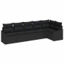 Conjunto de sofá de jardín 6 pcs Negro Poliratán