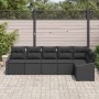 Conjunto de sofá de jardín 6 pcs Negro Poliratán