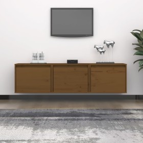 TV furniture 3 pieces solid honey brown pine wood by vidaXL, TV Furniture - Ref: Foro24-3100127, Price: 92,52 €, Discount: %