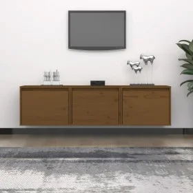 TV furniture 3 pieces solid honey brown pine wood by vidaXL, TV Furniture - Ref: Foro24-3100127, Price: 91,33 €, Discount: %