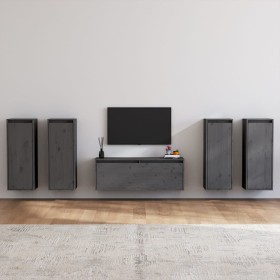Muebles para TV 5 piezas madera maciza de pino gris de vidaXL, Muebles TV - Ref: Foro24-3100216, Precio: 217,21 €, Descuento: %
