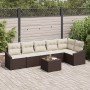 Conjunto de sofá de jardín 7 pcs Marrón Poliratán