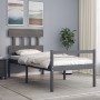 Estructura de cama con cabecero madera maciza gris 90x200 cm