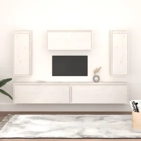 Muebles para TV 5 piezas madera maciza de pino blanco de vidaXL, Muebles TV - Ref: Foro24-3100245, Precio: 265,17 €, Descuent...