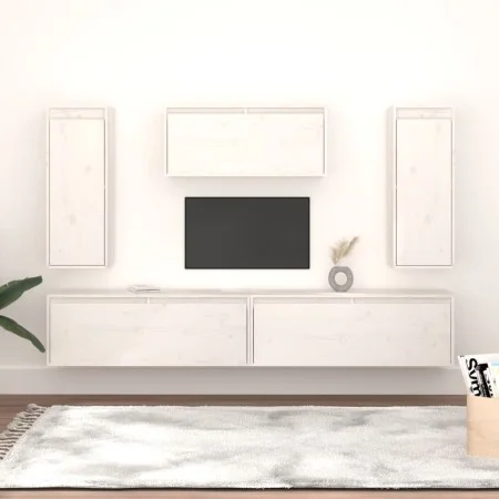 TV furniture 5 pieces solid white pine wood by vidaXL, TV Furniture - Ref: Foro24-3100245, Price: 265,17 €, Discount: %