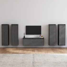 Muebles para TV 5 piezas madera maciza de pino gris de vidaXL, Muebles TV - Ref: Foro24-3100211, Precio: 256,59 €, Descuento: %