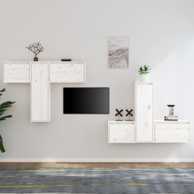 TV furniture set, 6 pieces made of solid white pine wood by vidaXL, TV Furniture - Ref: Foro24-3100255, Price: 266,31 €, Disc...