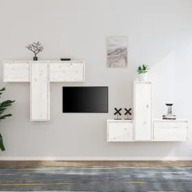 TV-Ständer 6-tlg. aus massivem Kiefernholz weiß von vidaXL, TV-Möbel - Ref: Foro24-3100255, Preis: 262,91 €, Rabatt: %