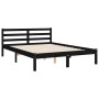 Estructura de cama con cabecero madera maciza negro 140x190 cm