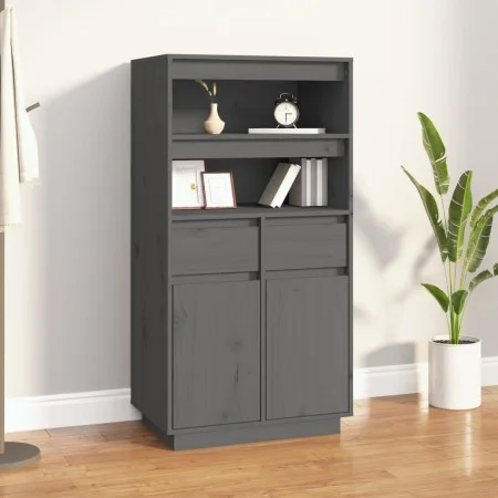 Aparador alto de madera maciza de pino gris 60x40x116,5 cm de vidaXL, Aparadores - Ref: Foro24-814536, Precio: 158,75 €, Desc...