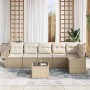 Conjunto de sofá de jardín 7 pcs Beige Poliratán