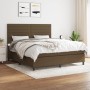 Cama box spring con colchón tela marrón oscuro 160x200 cm