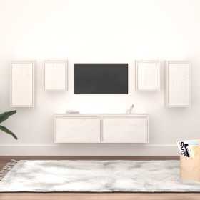TV furniture 6 pieces solid white pine wood by vidaXL, TV Furniture - Ref: Foro24-3100240, Price: 223,93 €, Discount: %