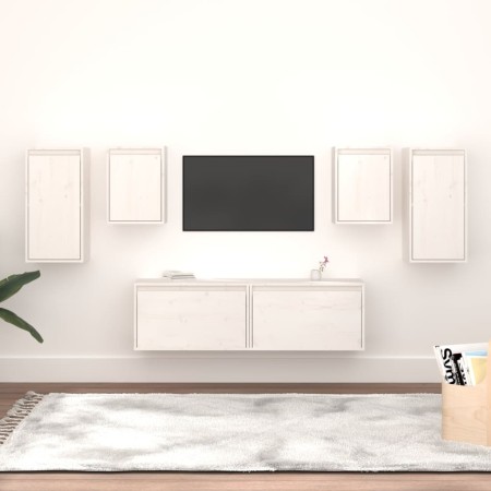 TV-Möbel 6-teilig aus massivem weißem Kiefernholz von vidaXL, TV-Möbel - Ref: Foro24-3100240, Preis: 223,93 €, Rabatt: %