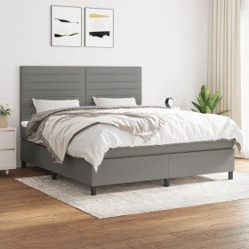 Cama box spring con colchón tela gris oscuro 180x200 cm en Camas y somieres | Comprar online en Foro24