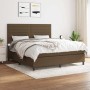 Cama box spring con colchón tela marrón oscuro 180x200 cm