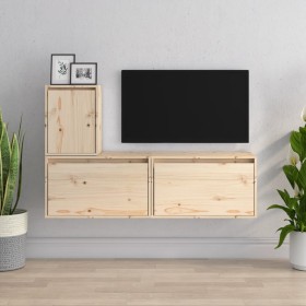 Muebles para TV 3 piezas madera maciza de pino