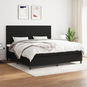 Cama box spring con colchón tela negro 200x200 cm Cama box spring con colchón tela negro 200x200 cm