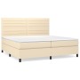 Cama box spring con colchón tela color crema 200x200 cm