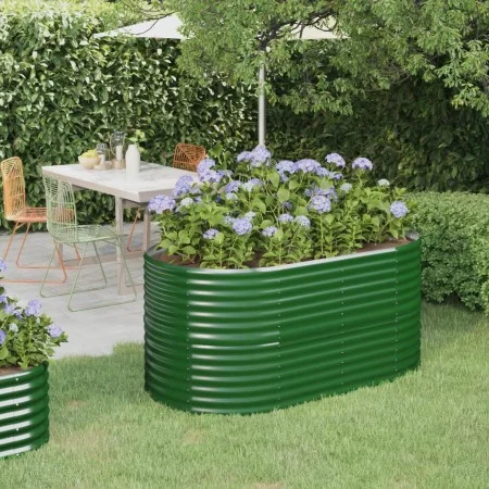 Green powder coated steel flower bed planter 152x80x68 cm by vidaXL, Pots and planters - Ref: Foro24-318948, Price: 71,18 €, ...