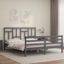 Estructura de cama con cabecero madera maciza gris 160x200 cm