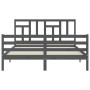 Estructura de cama con cabecero madera maciza gris 160x200 cm