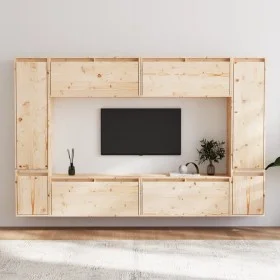 TV-Möbel 8-teilig aus massivem Kiefernholz von vidaXL, TV-Möbel - Ref: Foro24-3100194, Preis: 420,16 €, Rabatt: %