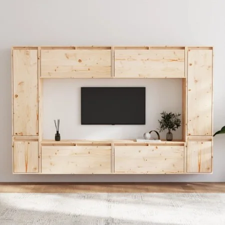 TV-Möbel 8-teilig aus massivem Kiefernholz von vidaXL, TV-Möbel - Ref: Foro24-3100194, Preis: 419,62 €, Rabatt: %
