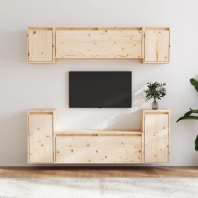 Muebles para TV 6 piezas madera maciza de pino