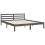 Estructura de cama con cabecero madera maciza gris 160x200 cm