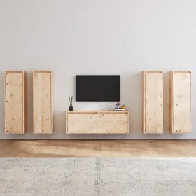 TV-Möbel 3-teilig aus massivem Kiefernholz von vidaXL, TV-Möbel - Ref: Foro24-3100209, Preis: 325,80 €, Rabatt: %