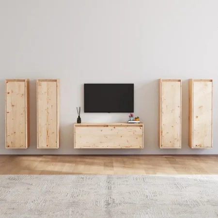 TV-Möbel 3-teilig aus massivem Kiefernholz von vidaXL, TV-Möbel - Ref: Foro24-3100209, Preis: 325,80 €, Rabatt: %