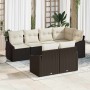 Conjunto de sofá de jardín 7 pcs Marrón Poliratán