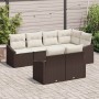 Conjunto de sofá de jardín 7 pcs Marrón Poliratán