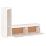 TV-Möbel 3-teilig aus massivem weißem Kiefernholz von vidaXL, TV-Möbel - Ref: Foro24-3100120, Preis: 152,21 €, Rabatt: %